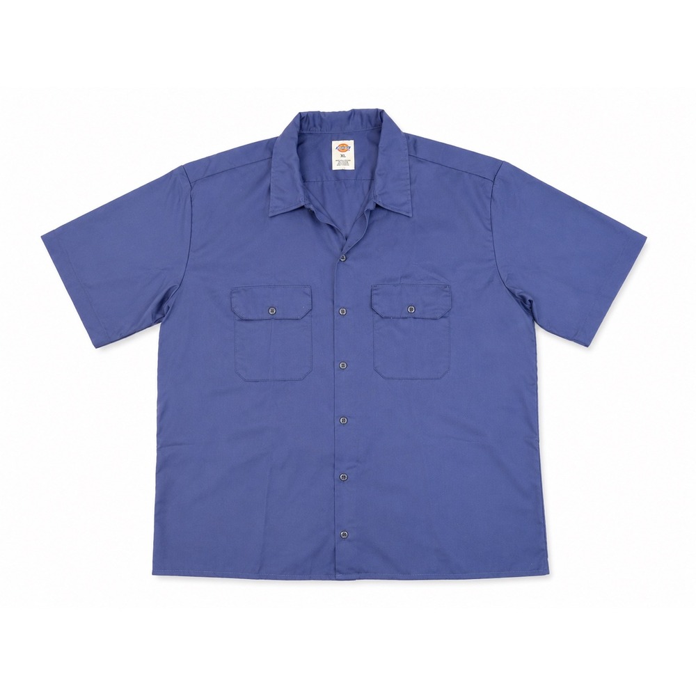 Dickies Men's XL Navy Blue Short Sleeve Work Shirt Button Front Utility Uniform